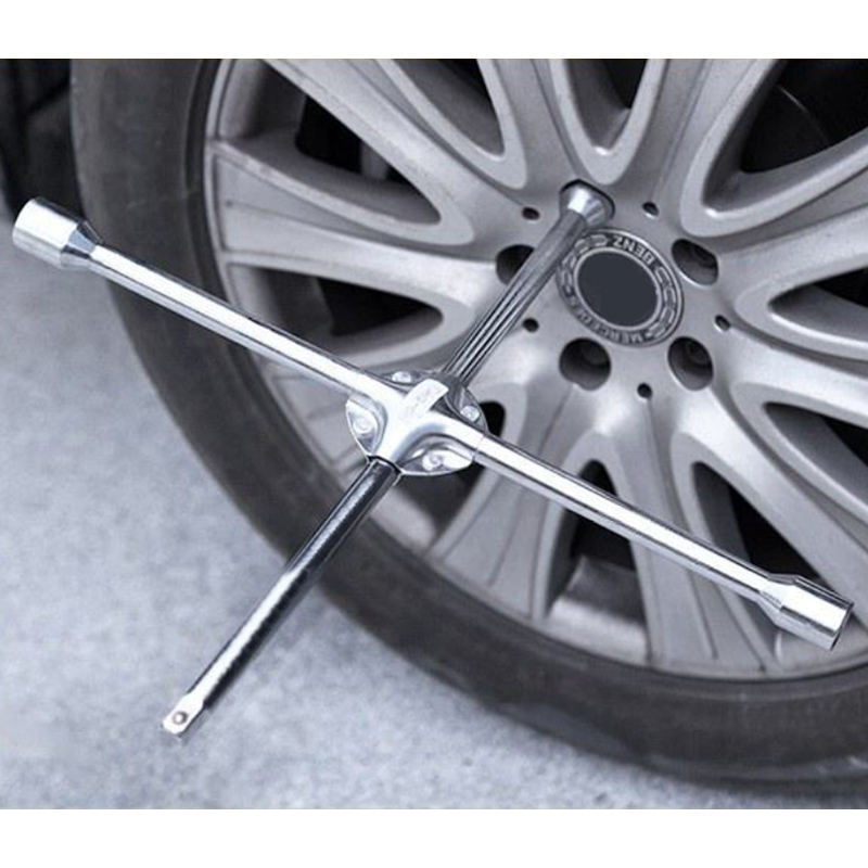 Llave cruzada universal de 4 vías de acero 45# para neumáticos
