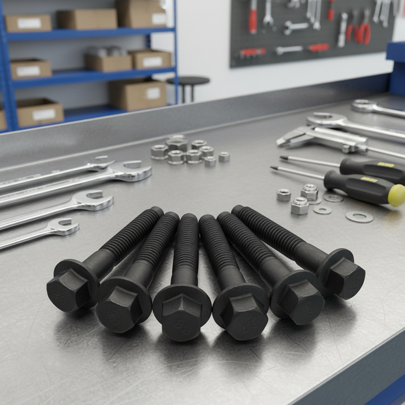 Pernos de brida de culata negros de grado 8,8 de acero al carbono M8 × 40