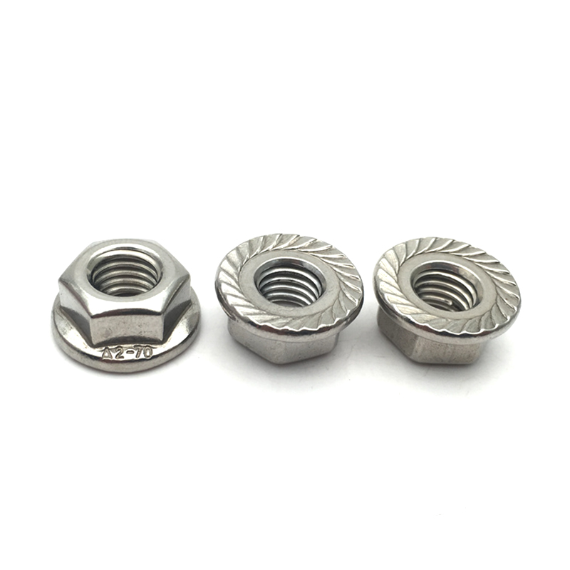 Tuercas antideslizantes con brida hexagonal lisa de acero inoxidable 304