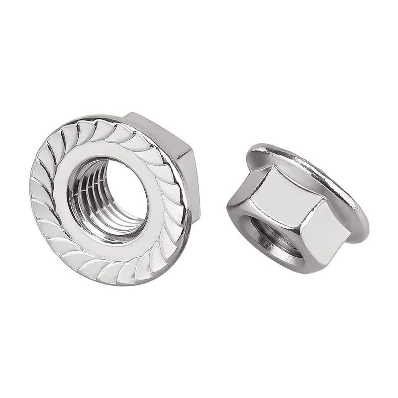 Tuerca hexagonal con brida dentada lisa de acero inoxidable 304 UNC de 3/8 Tuerca hexagonal con brida dentada lisa de acero inoxidable 304 UNC de 3/8