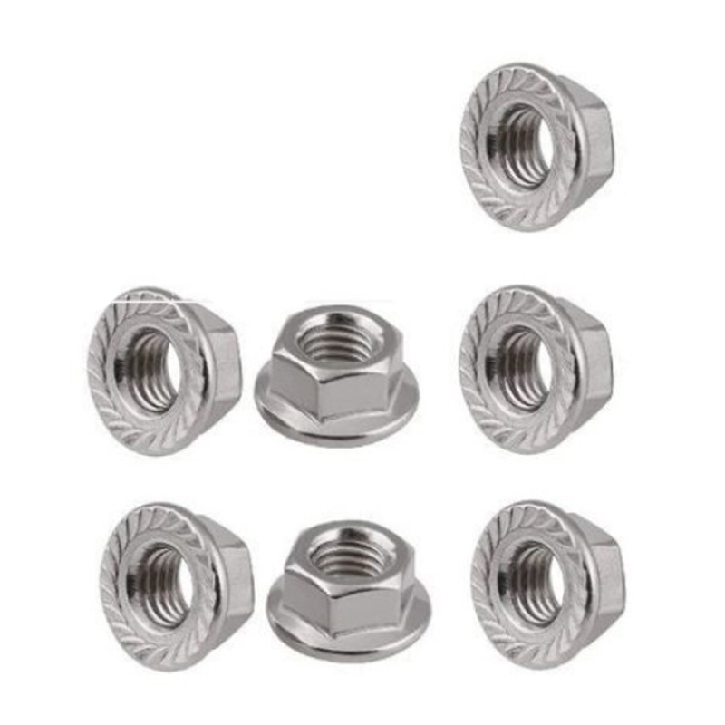 Tuerca hexagonal con brida dentada lisa de acero inoxidable 304 UNC de 3/8 Tuerca hexagonal con brida dentada lisa de acero inoxidable 304 UNC de 3/8